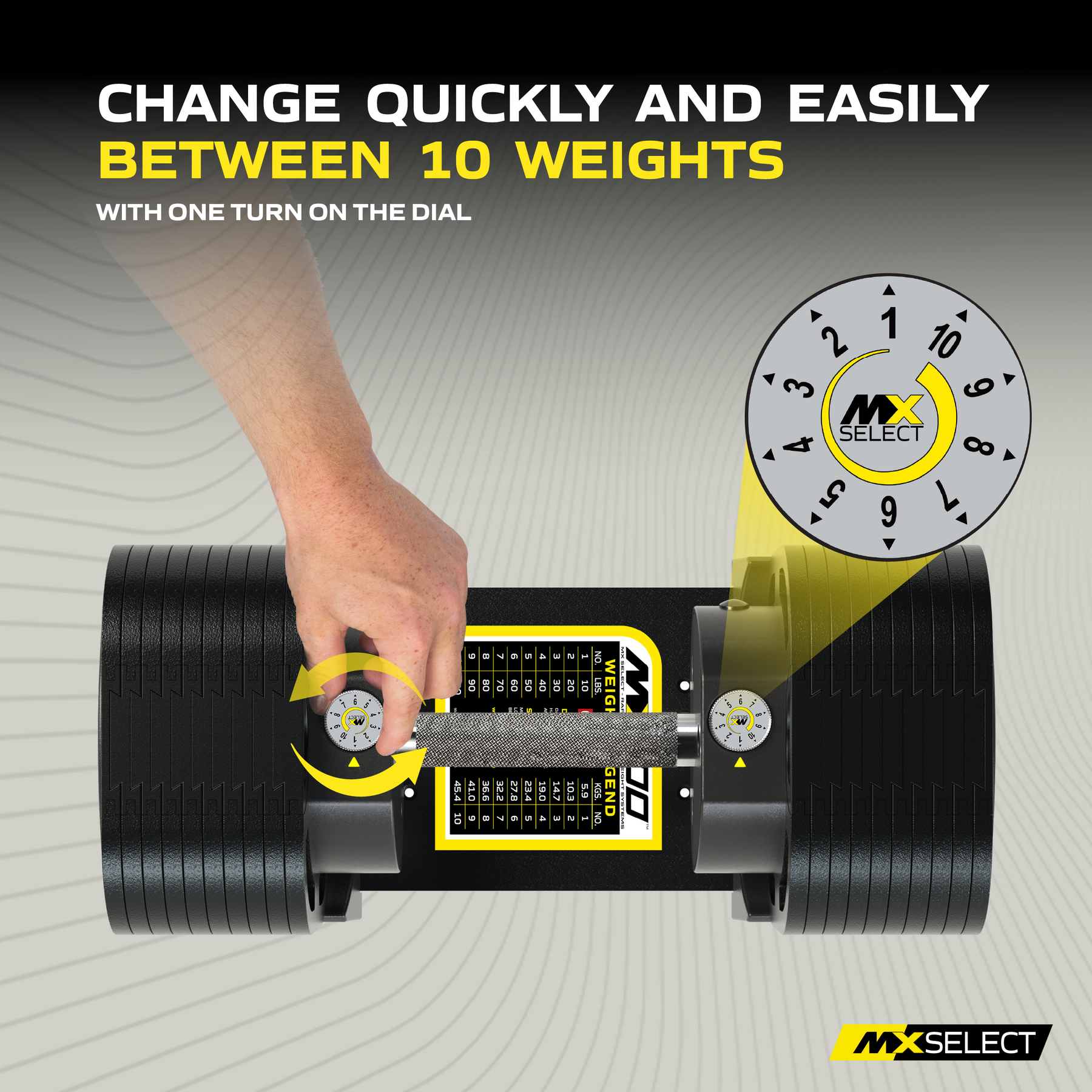 Adjustable Dumbbell Set 5.9kg - 45.4kg Pair MX100 with Stand