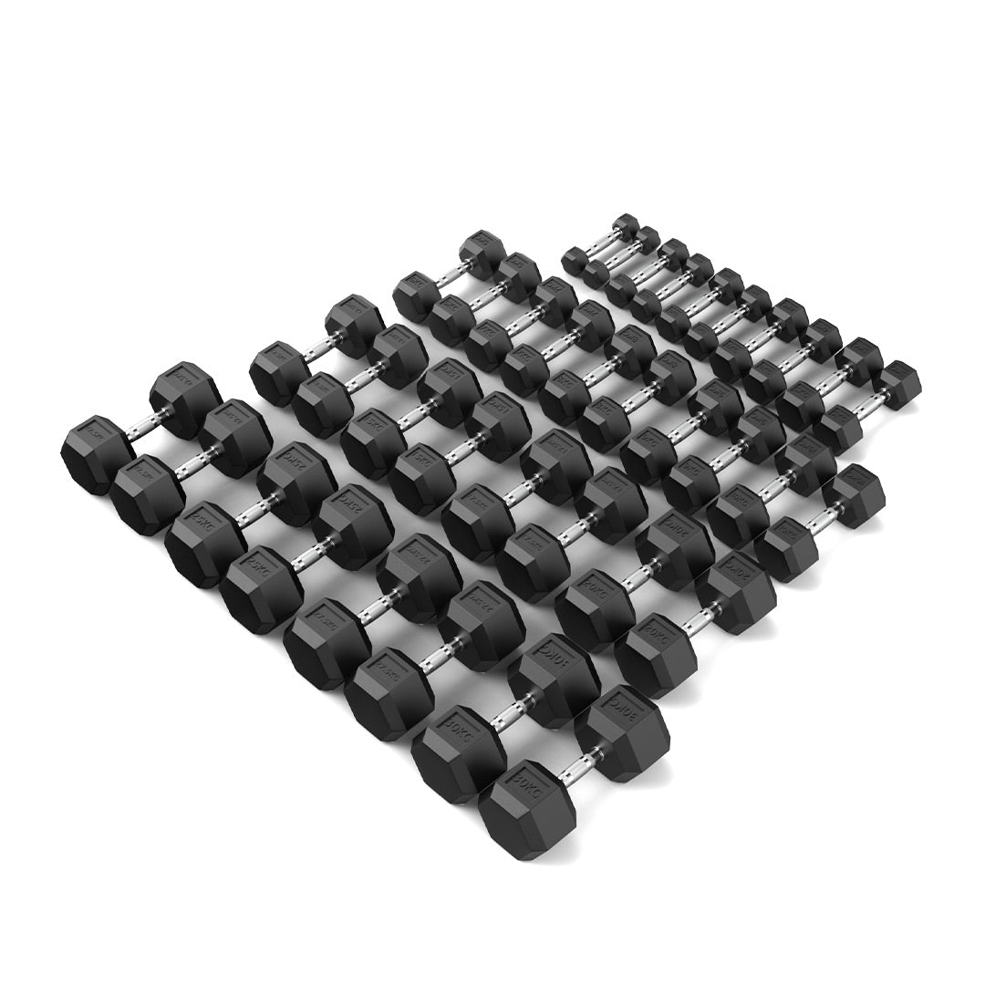 1-30kg Rubber Hex Dumbbell Set main