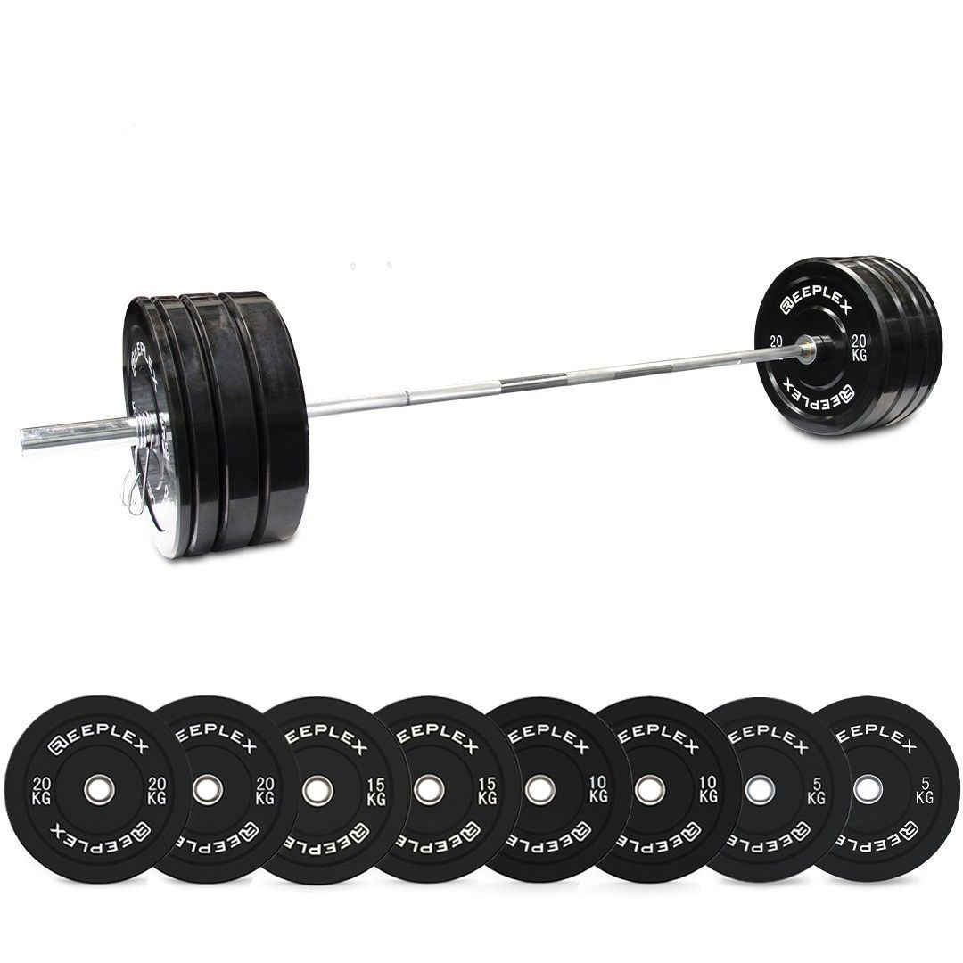 120kg black bumper barbell weight set 7