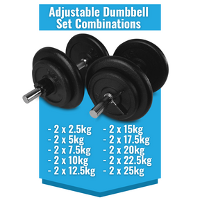 2.5kg - 25kg Adjustable Dumbbell Set + Quick Release Collar Locks