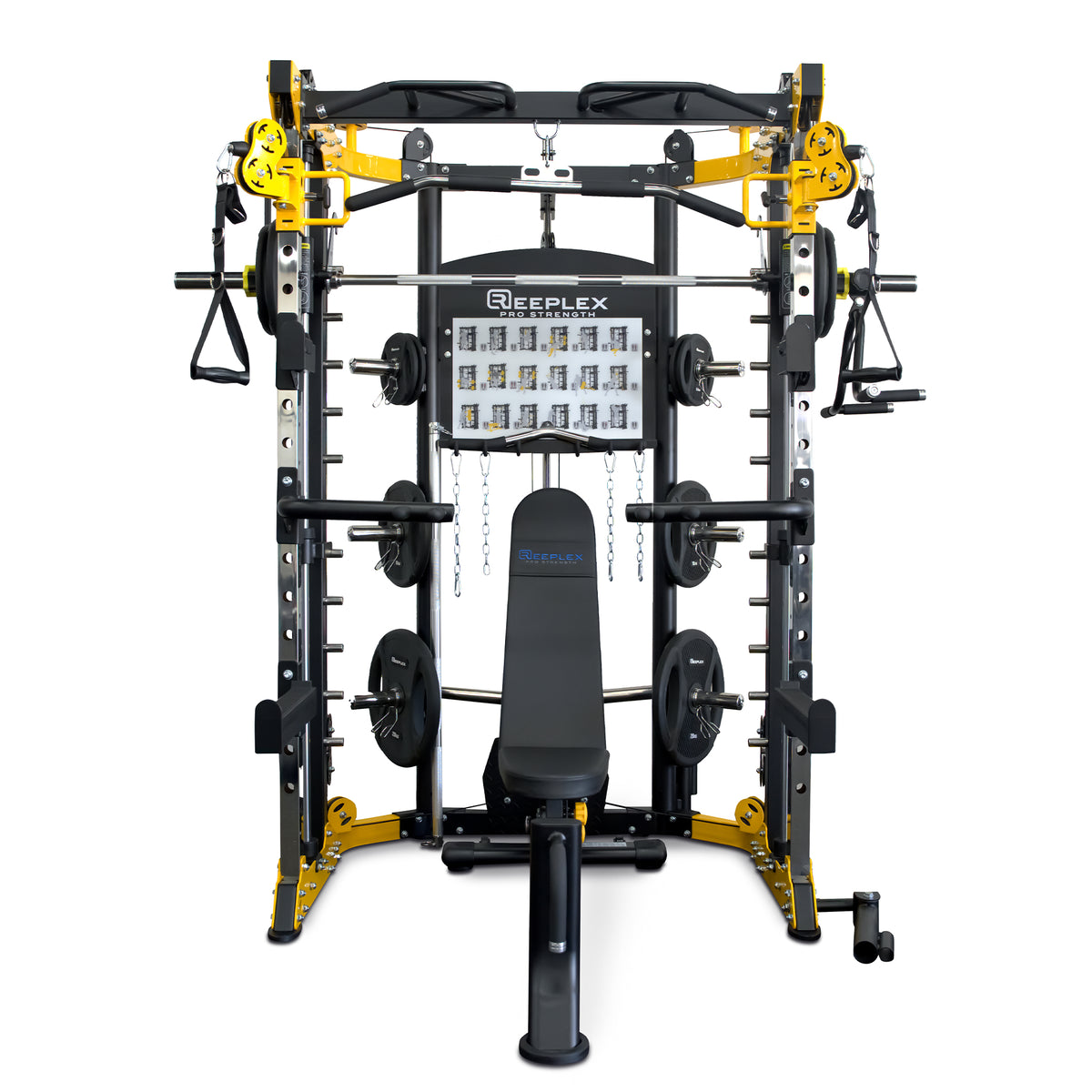Reeplex CBT-PL Multi Station Gym + FID Bench + 100kg PVC Weight Plates