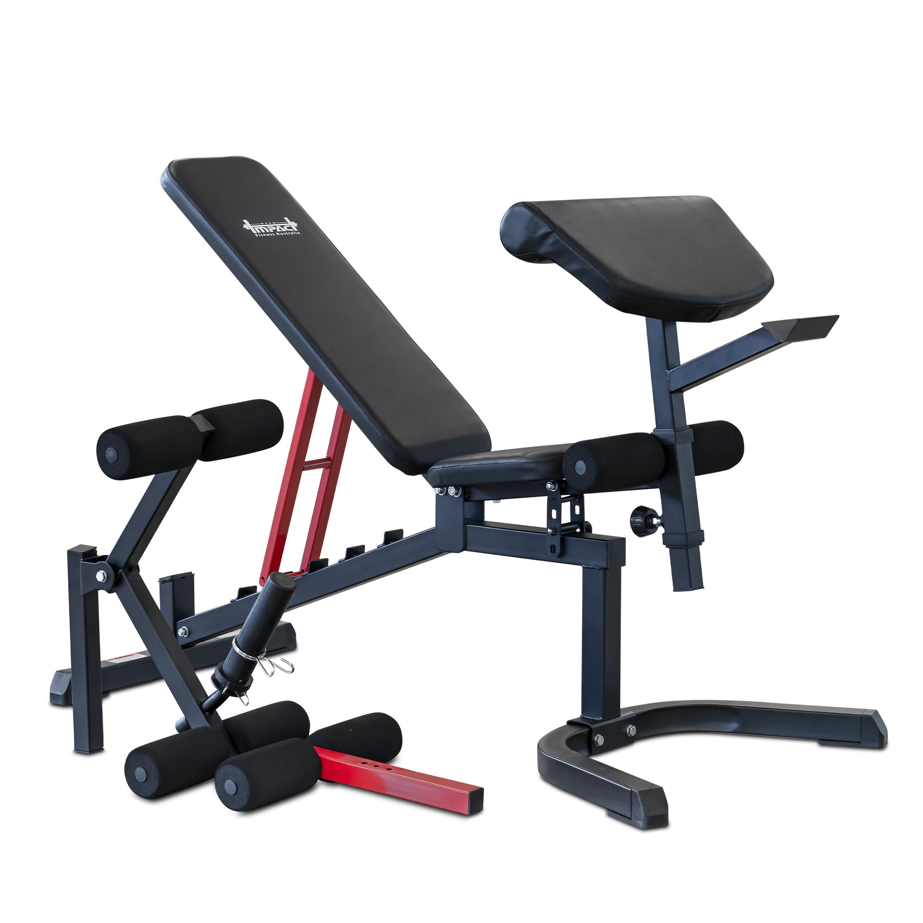 Impact Fitness Adjustable Bench with Leg Extension + Preacher Curl