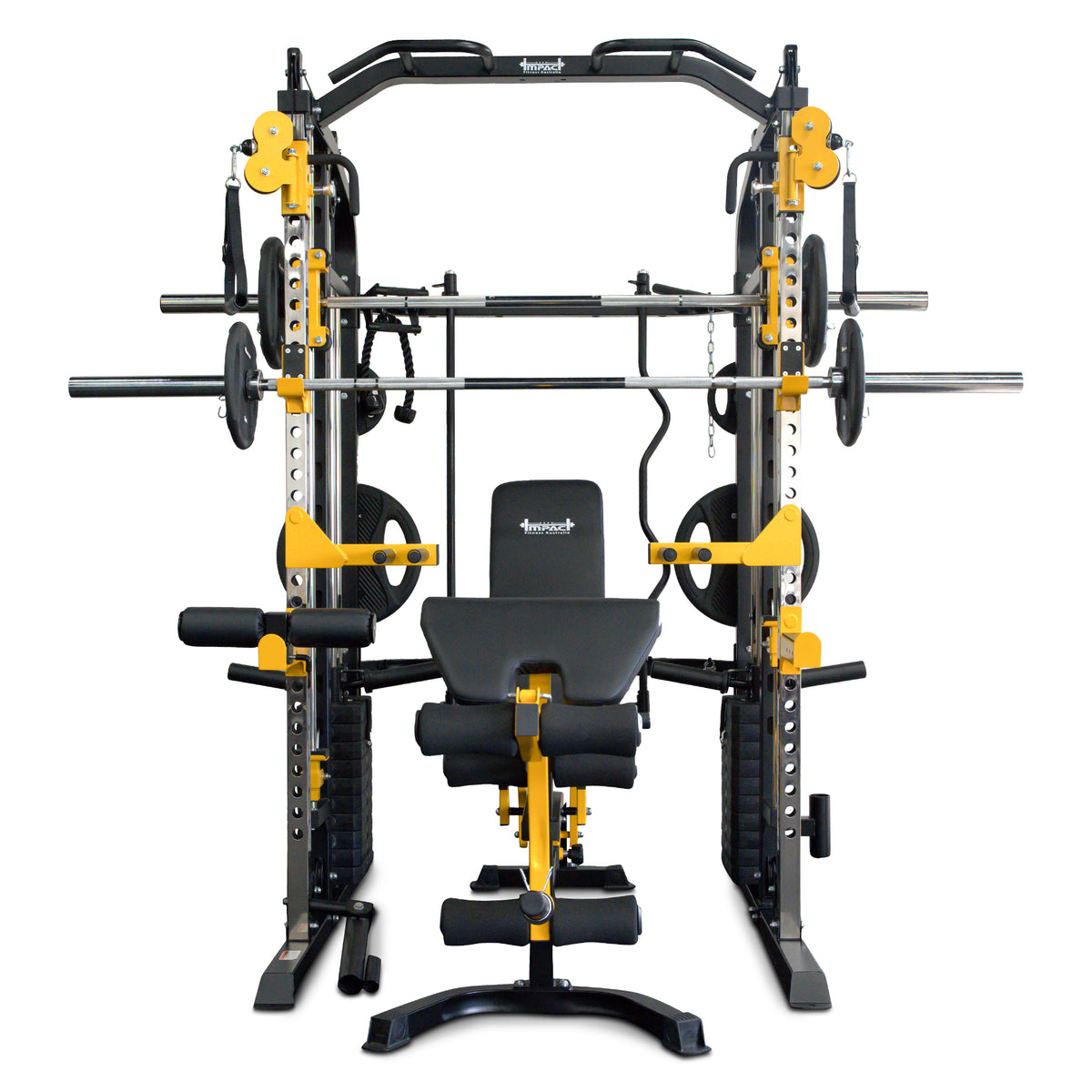 Impact Fitness MF10 Multi-Trainer with Adjustable Bench + Olympic Weights + Barbell
