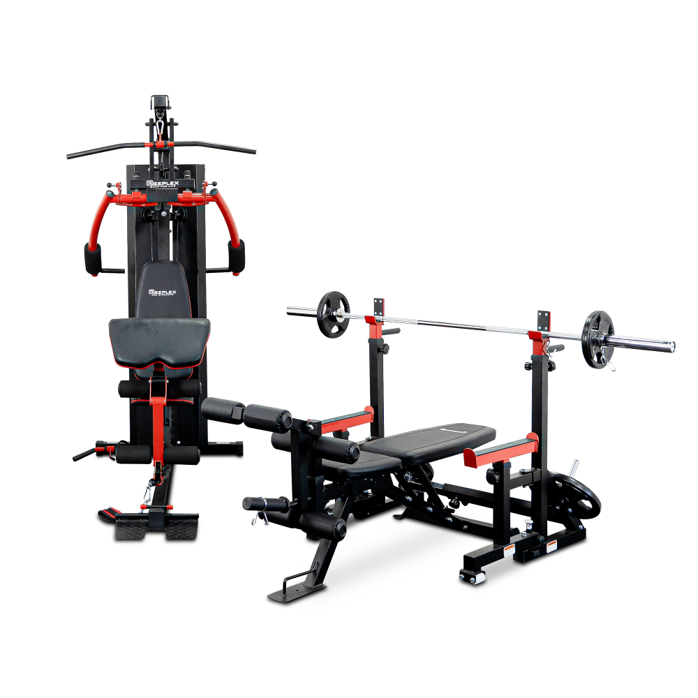 The Iron - Reeplex HG2100xp Home Gym + SR10 Squat Rack & Adjustable Bench Set
