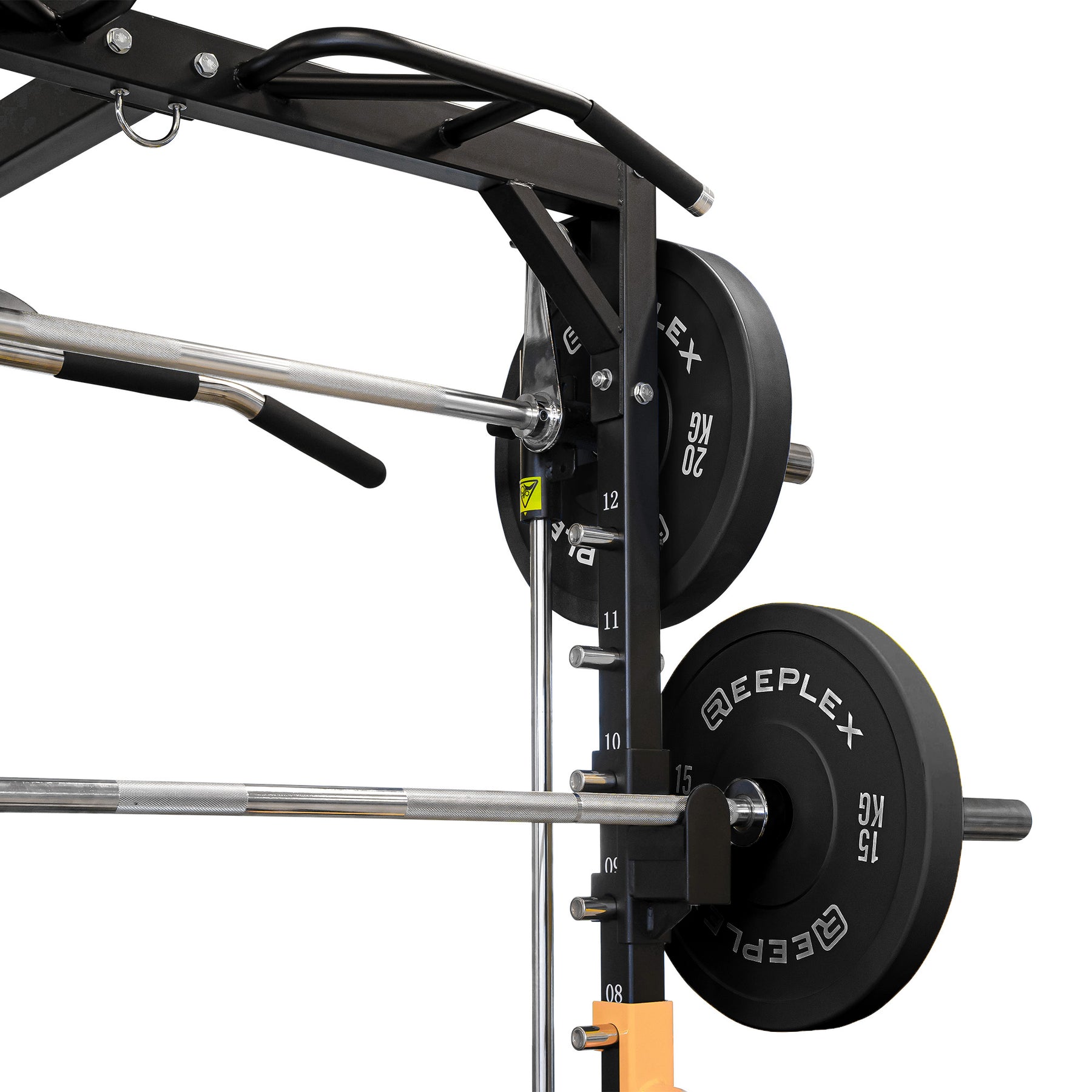Reeplex RM90 Squat Rack + Smith Machine, Lat Pulldown, Adjustable Bench & 100kg Bumper Weights.