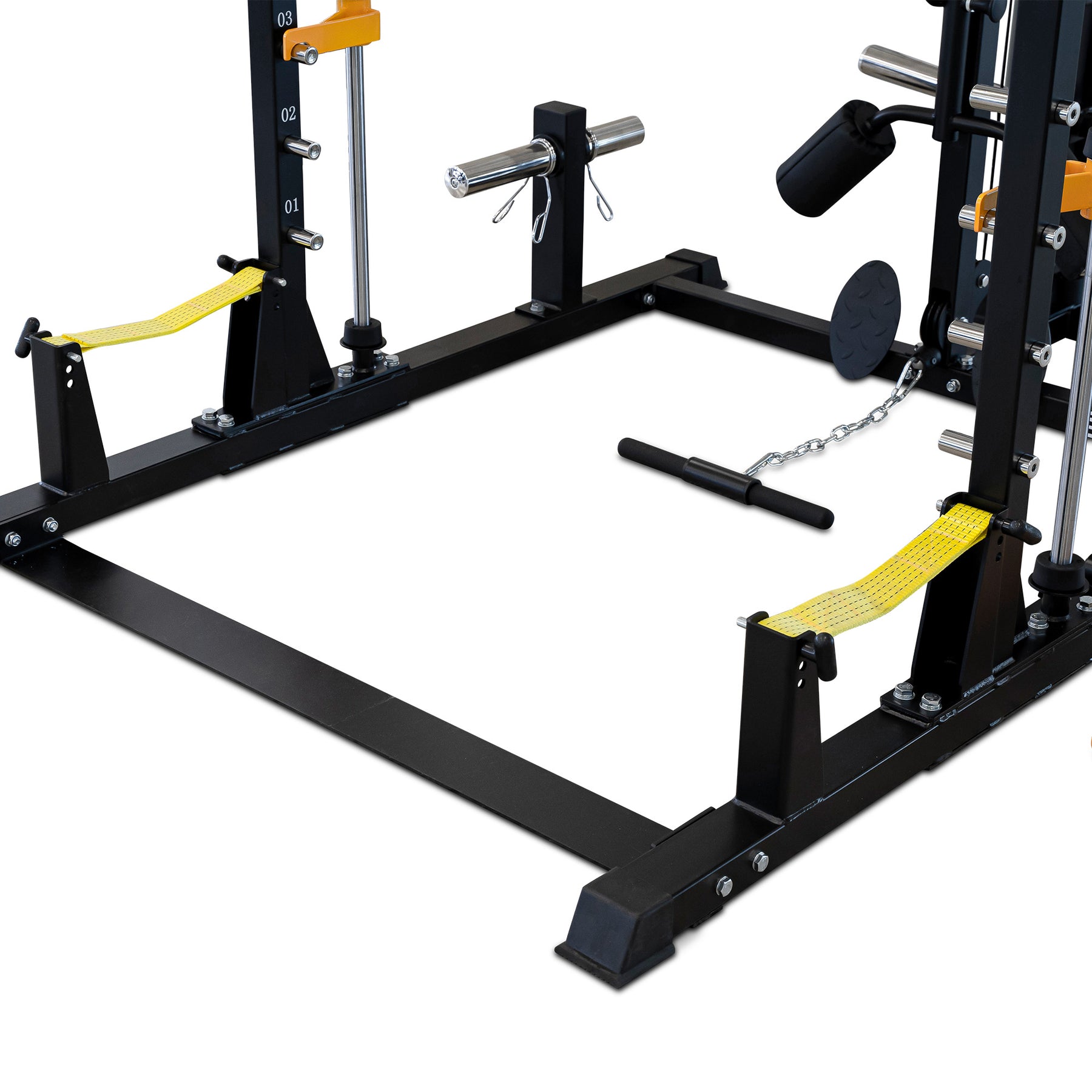 Reeplex RM90 Squat Rack with Smith Machine and Lat Pulldown + Seated Row straps