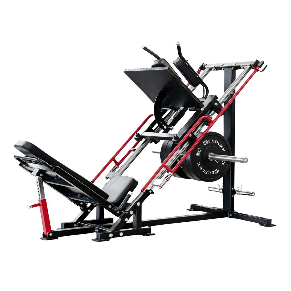 Reeplex 45 Degree Leg Press & Hack Squat + 100kg Black Bumper Plates Package
