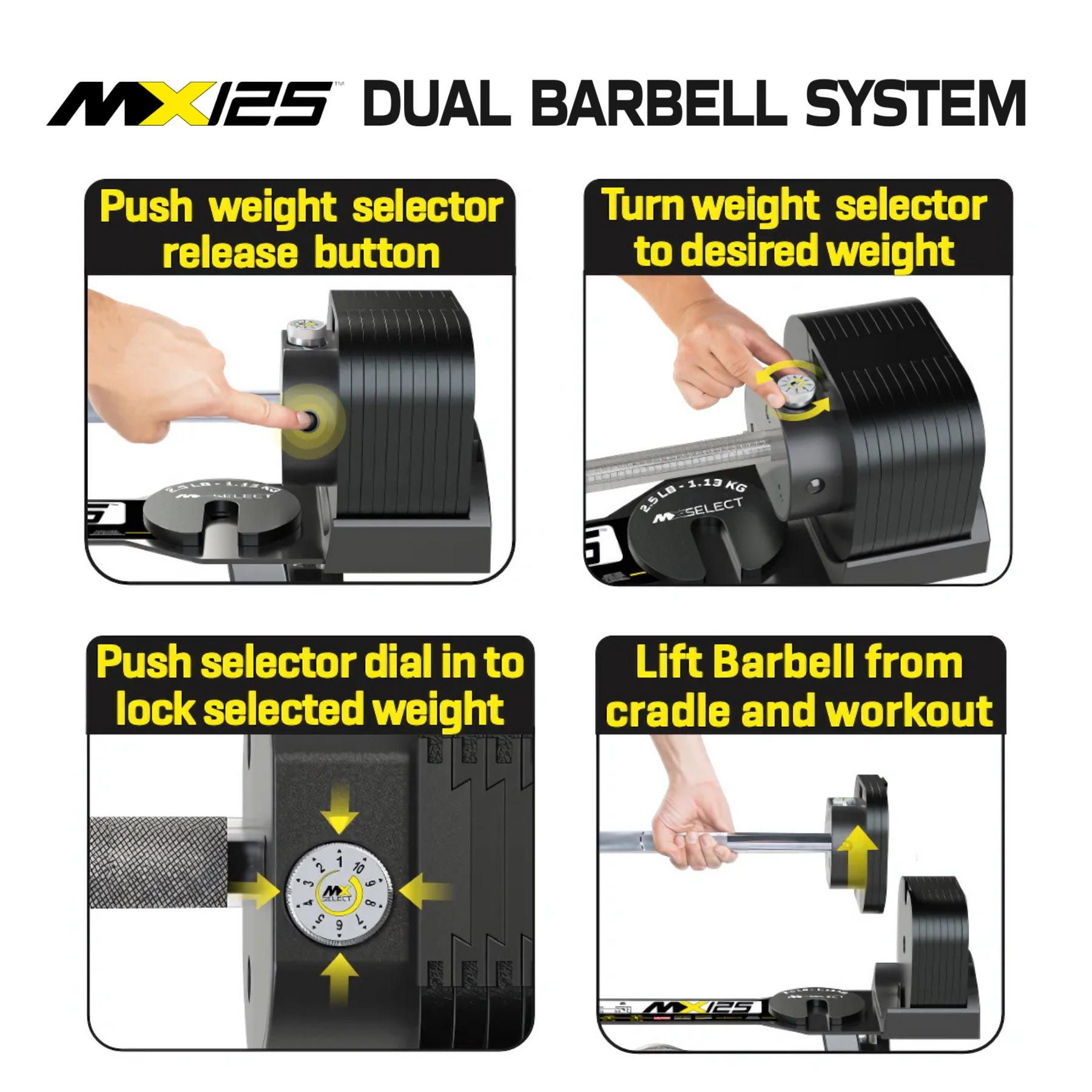 MX125 Rapid Change Dual Barbell System with Stand