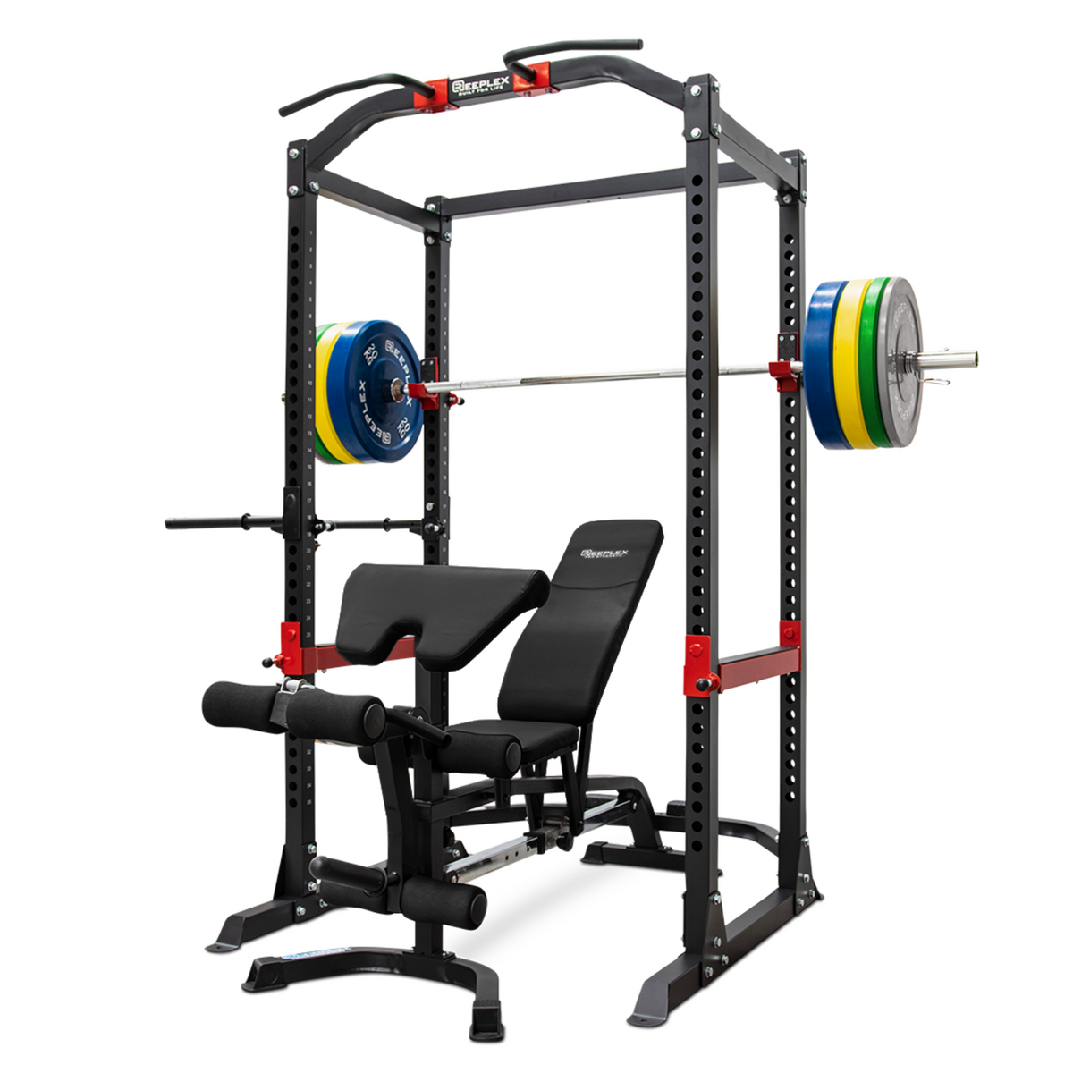 Heavy Duty Power Rack + Adjustable Bench + 120kg Coloured Bumper Package