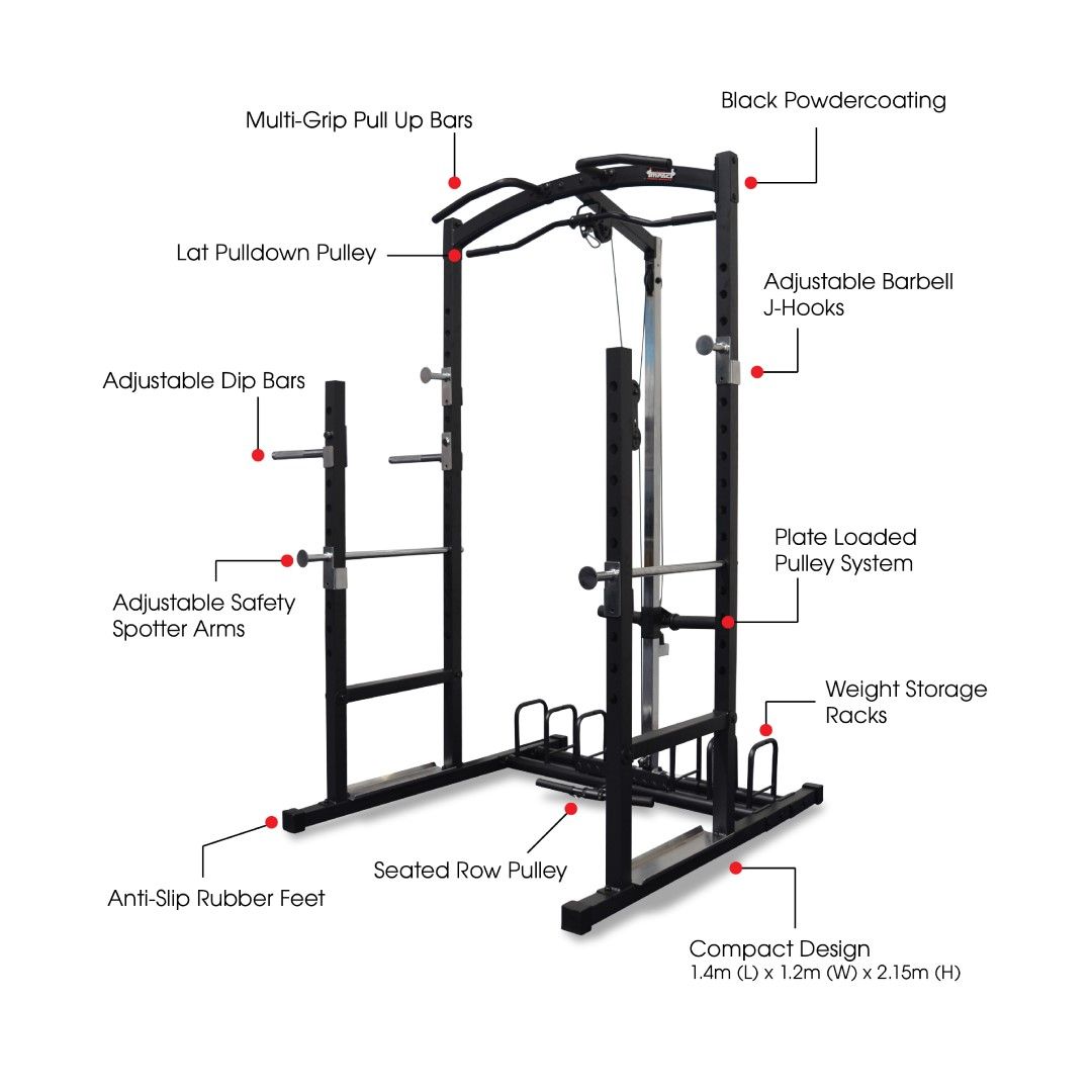 Impact fitness half rack with lat pulldown dynamo fitness equipment