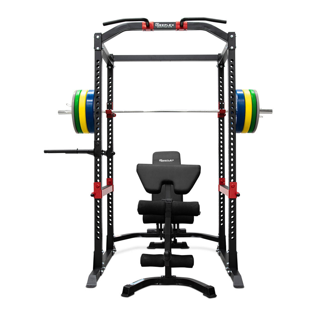 Heavy Duty Power Rack + Adjustable Bench + 120kg Coloured Bumper Package