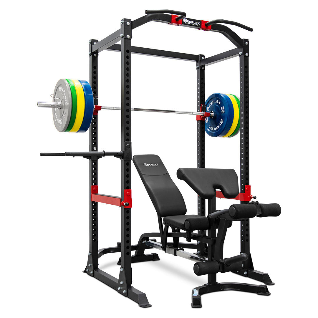 Heavy Duty Power Rack + Adjustable Bench + 120kg Coloured Bumper Package