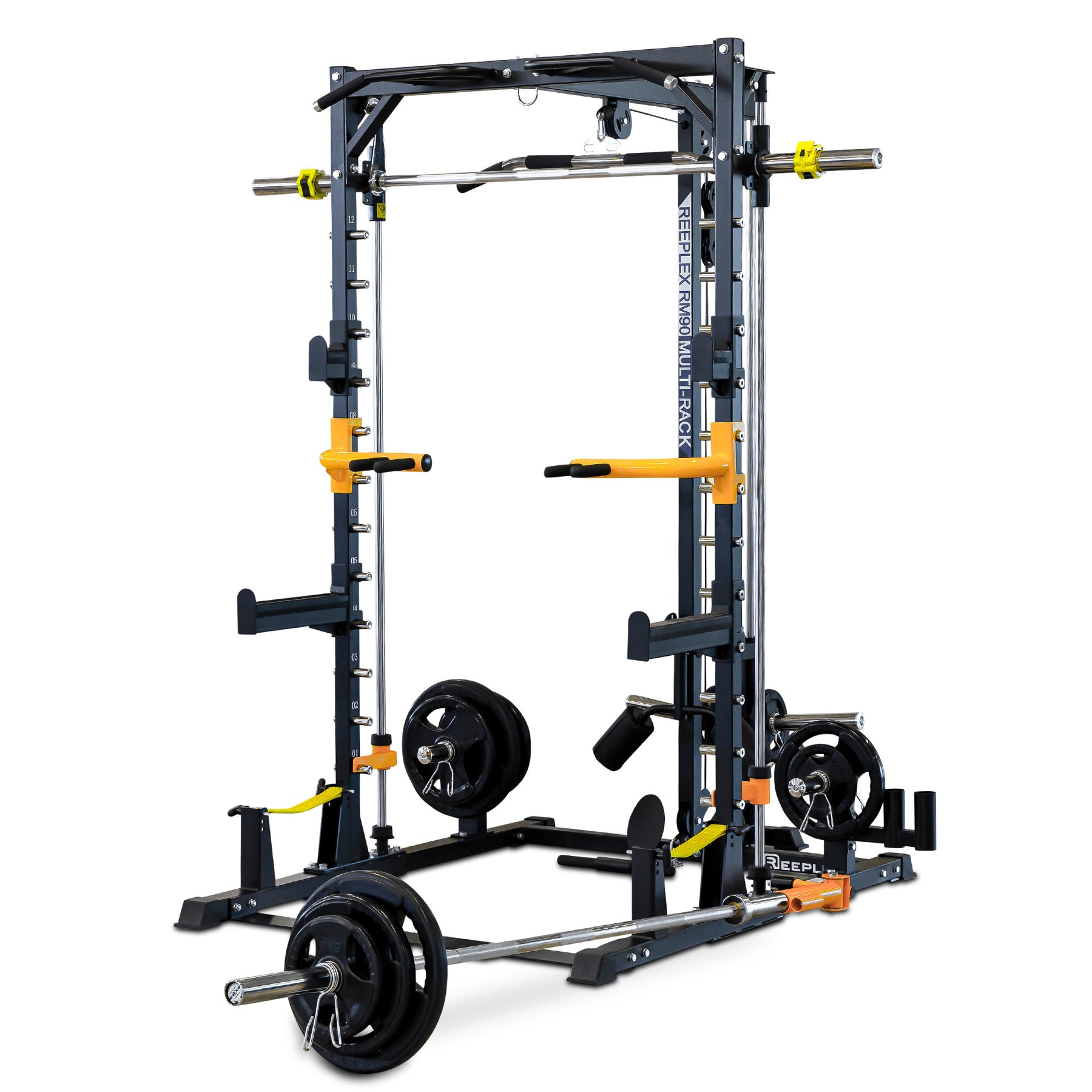 reeplex rm90 squat rack with smith machine landmine attachment