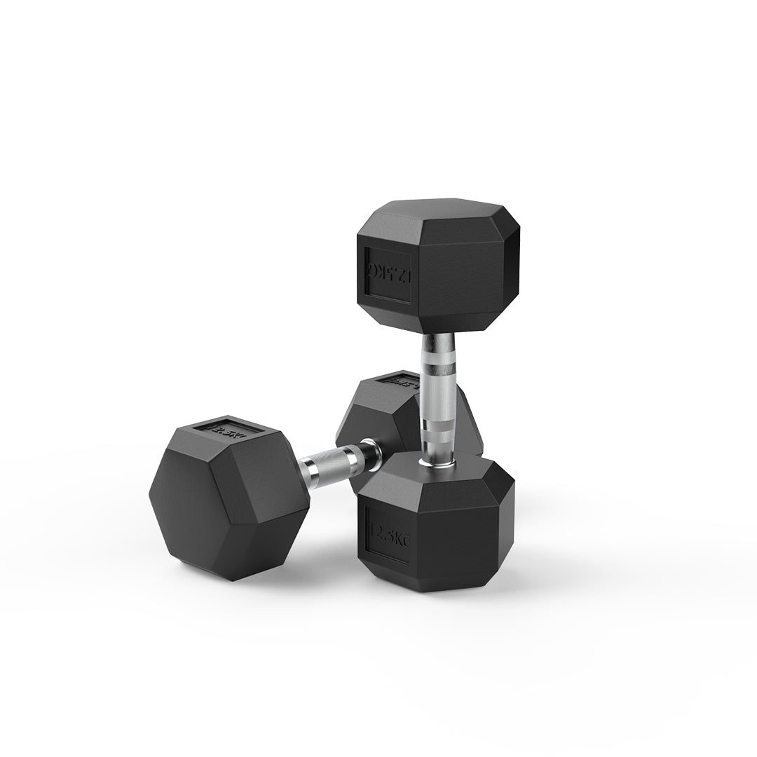 image of 12.5kg Rubber Hex Dumbbell Pair