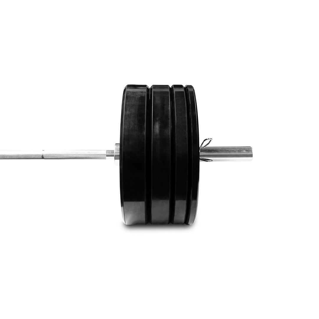 120kg Pro Olympic Barbell & Bumper Weight Set with Clips