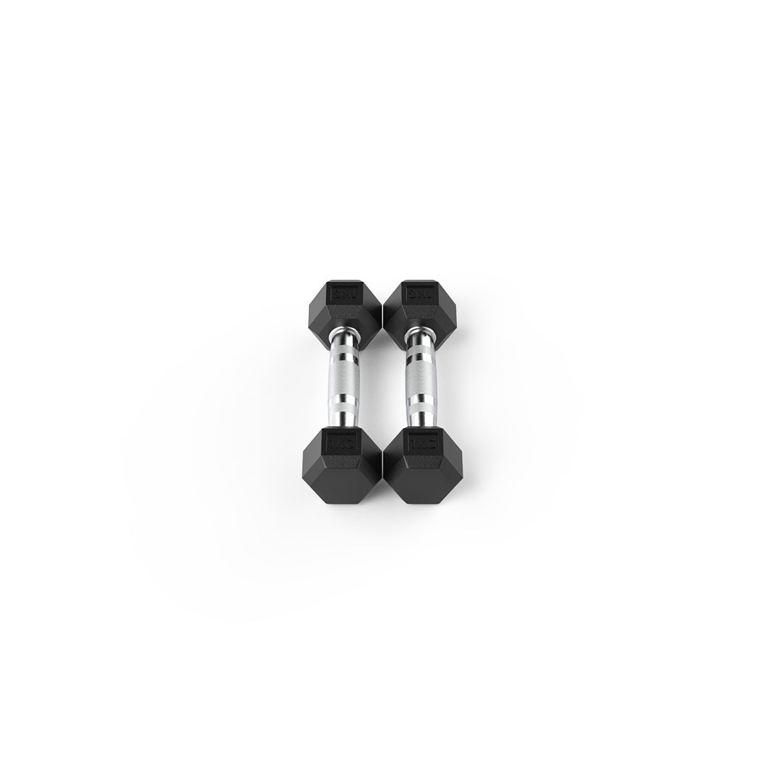 1kg Reeplex Rubber Hex Dumbbell Pair