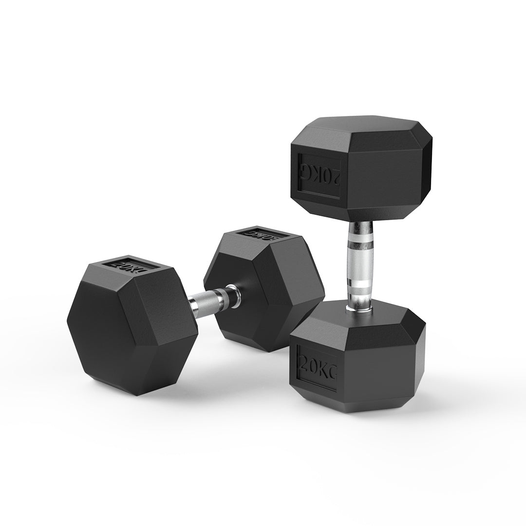 10-20kg Rubber Hex Dumbbell Set