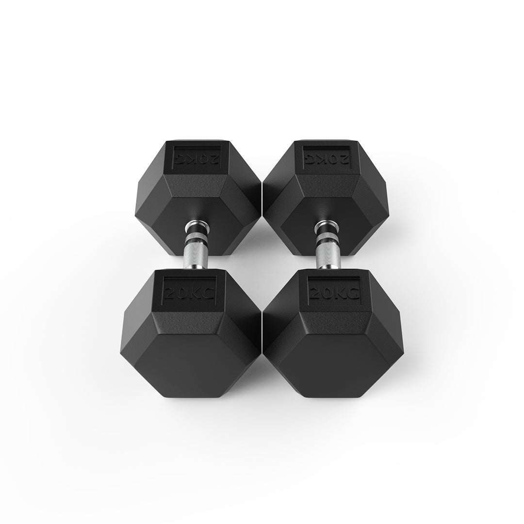 20kg rubber hex dumbbell pair