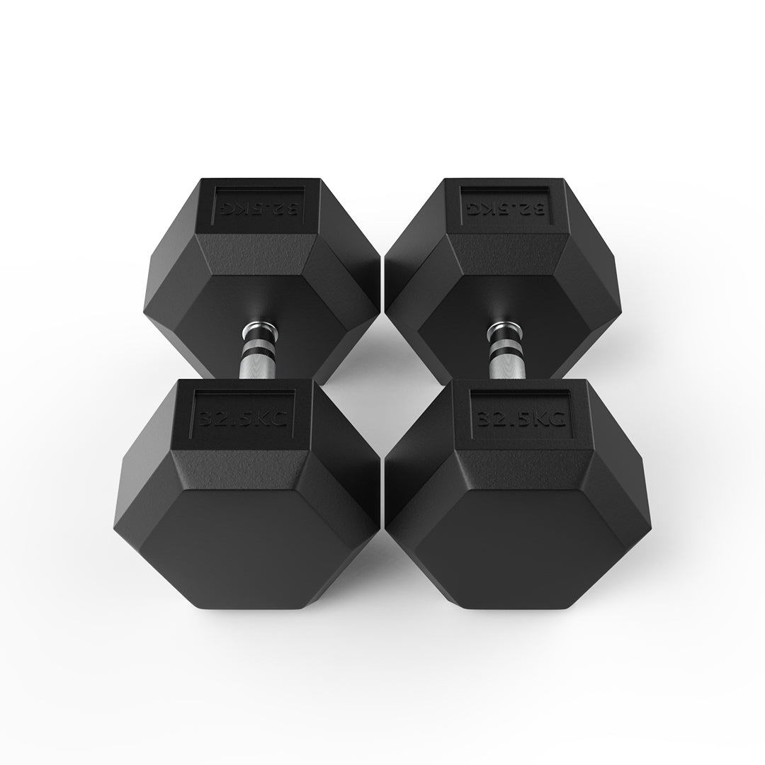 32.5kg rubber hex dumbbell pair