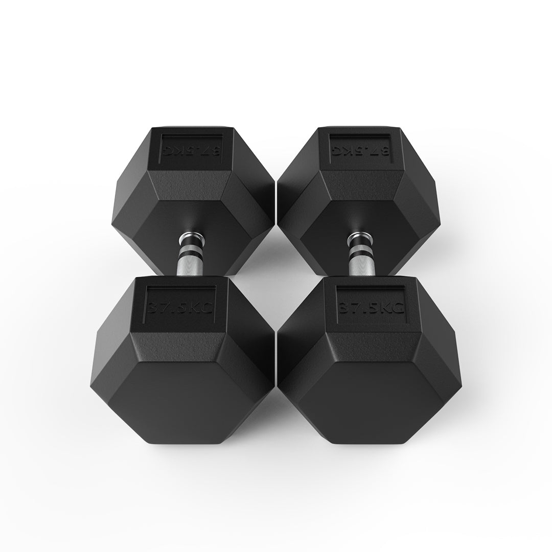 37.5kg rubber hex dumbbell pair