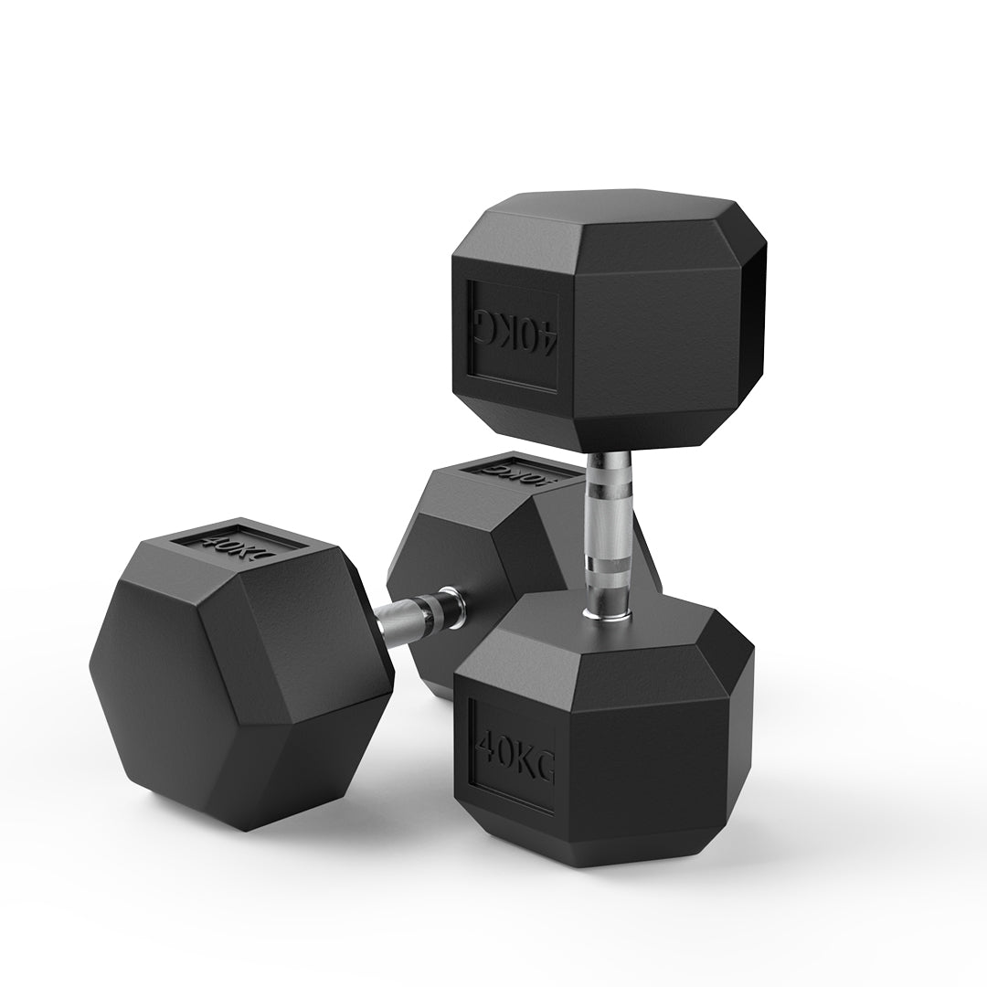 40kg Rubber Hex Dumbbell Pair