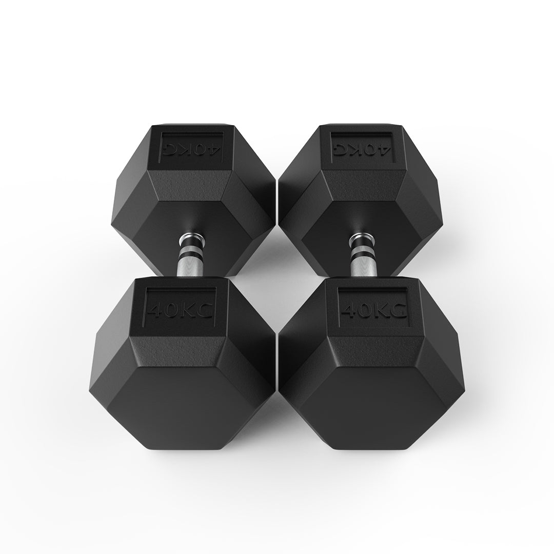 image of 40kg Rubber Hex Dumbbell Pair