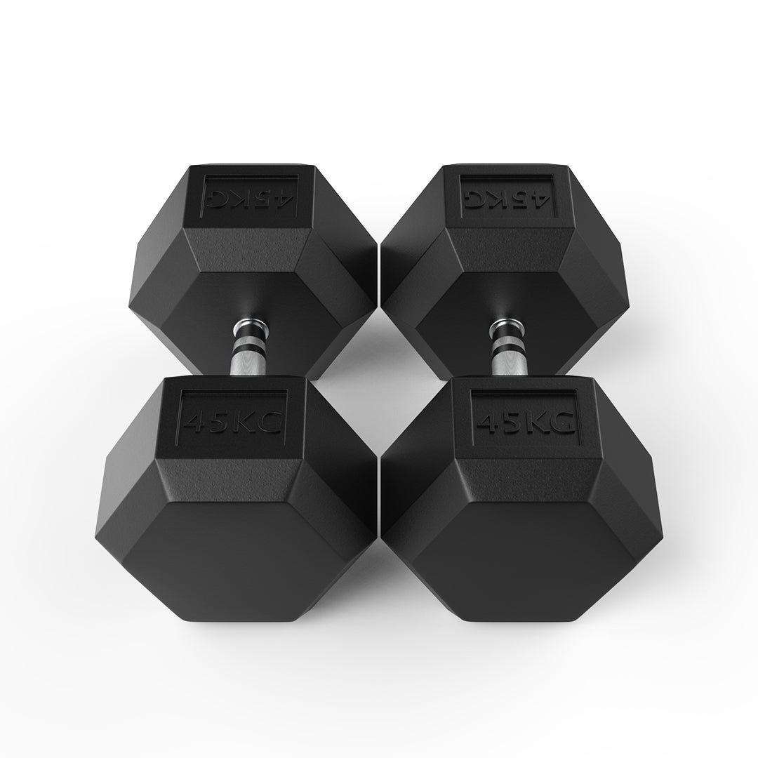 45kg Rubber Hex Dumbbell Pair