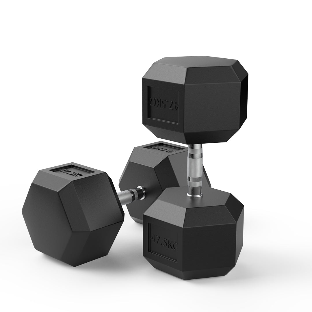 image of 47.5kg Rubber Hex Dumbbell Pair