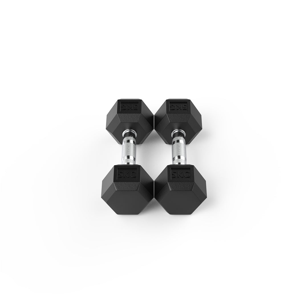 5kg Rubber Hex Dumbbell Pair