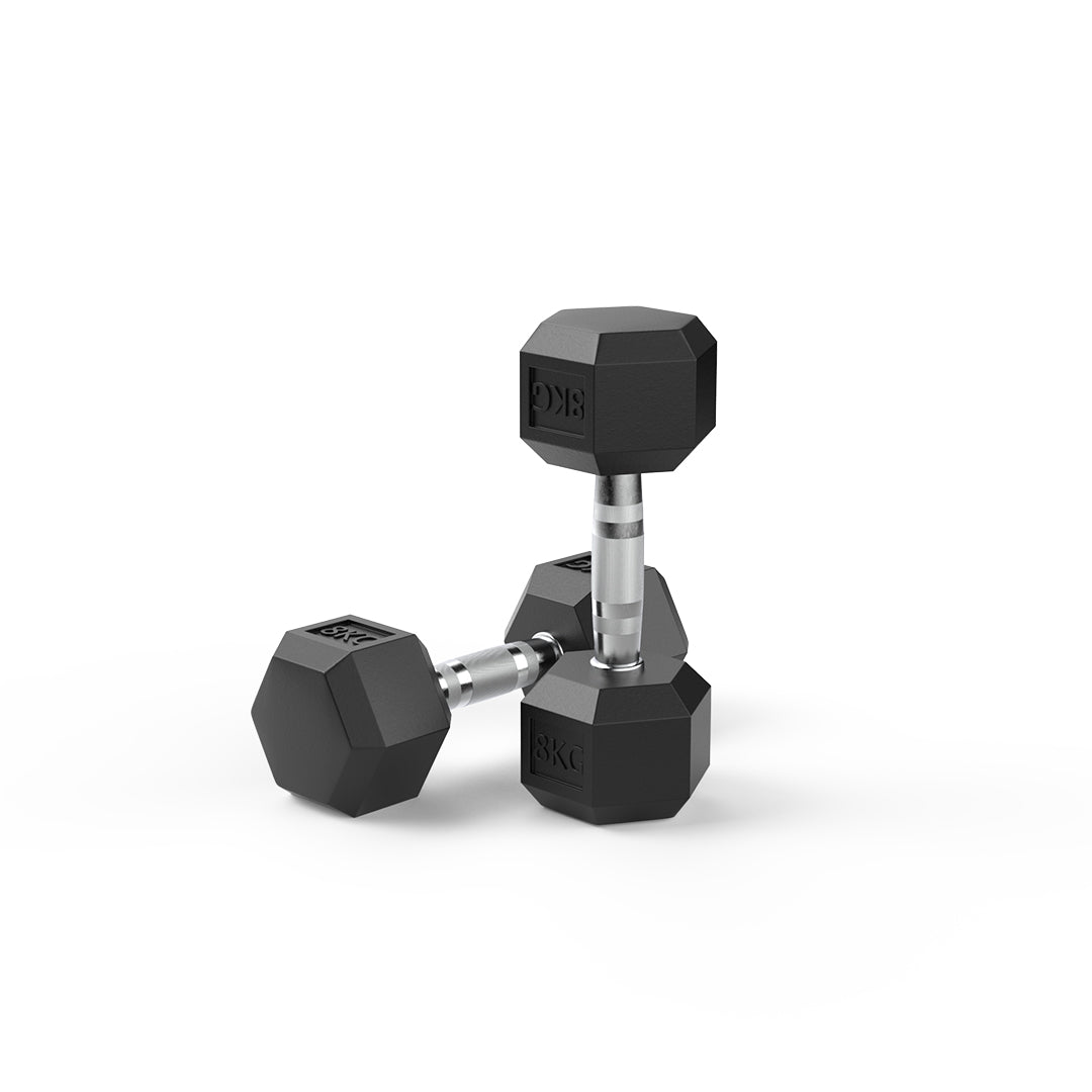 image of 8kg Rubber Hex Dumbbell Pair