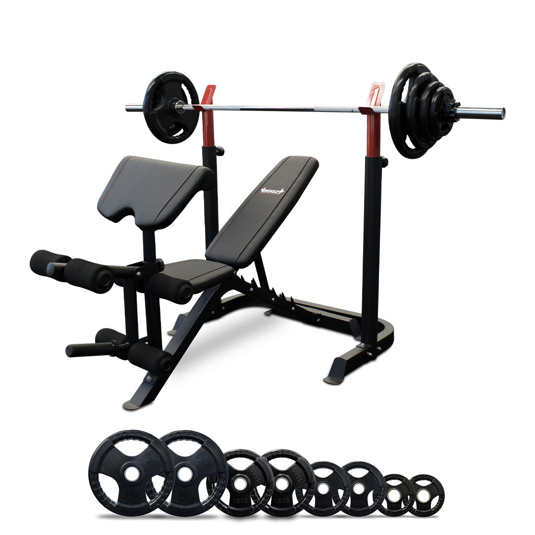image of BP7 Bench Press + 7ft Barbell Weight Set
