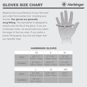 Power Strength Glove Women size chart