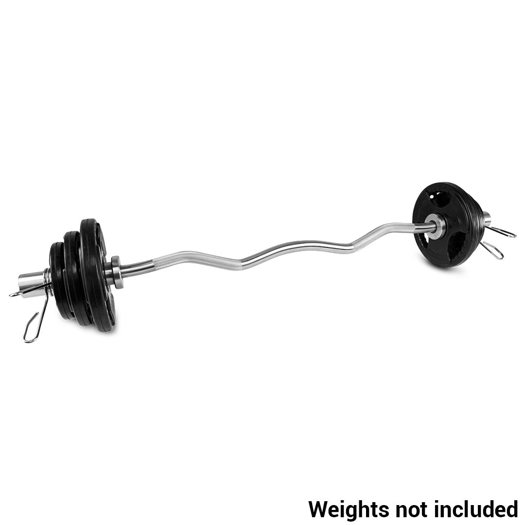 Reeplex Olympic Commercial EZ Curl Barbell with Clips