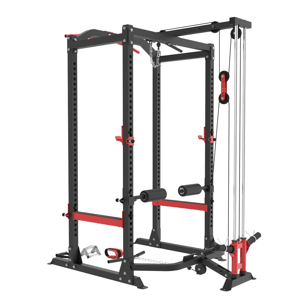 Reeplex Power Cage with Lat Pulldown + Bench + 120kg Olympic Weight Set