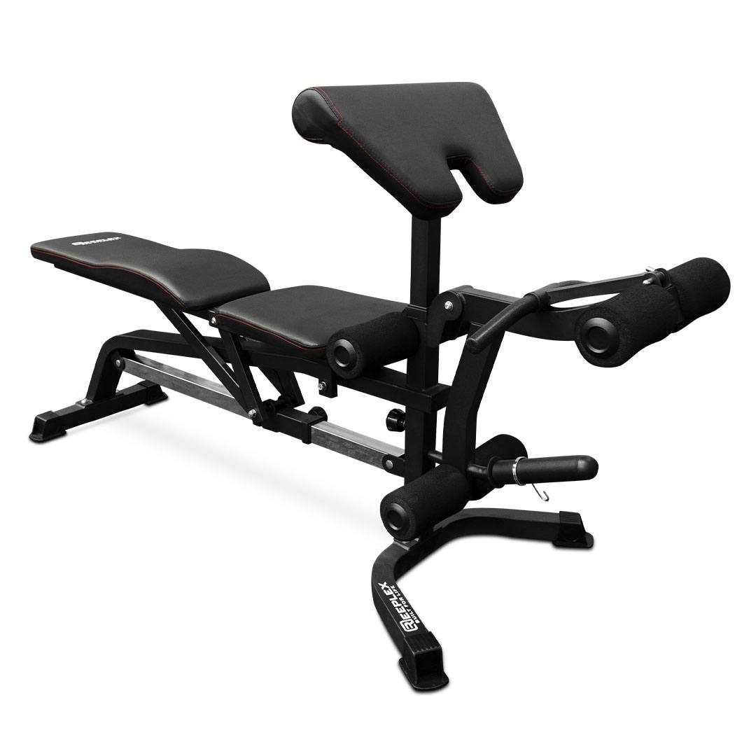 Adjustable bench With preacher Curl and leg developer