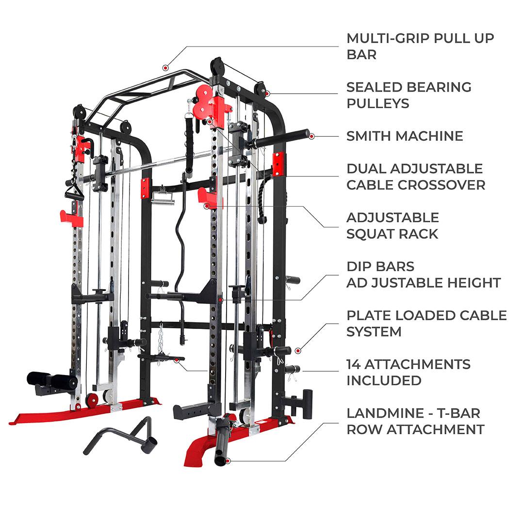 IMPC-MT Multi Trainer with Smith Machine and Squat Rack