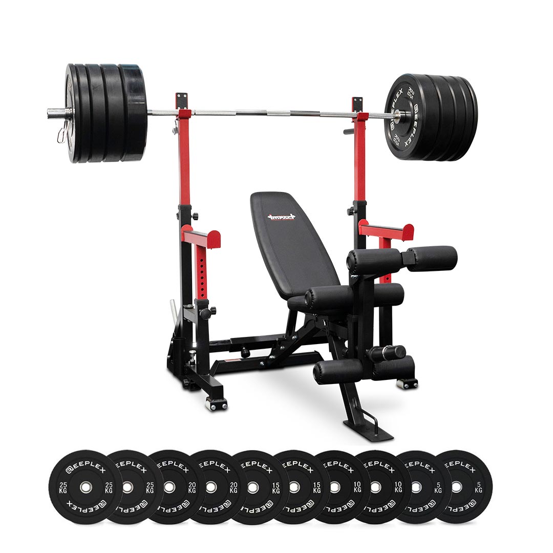 SR10 Squat Rack + 170kg Black Bumper Set