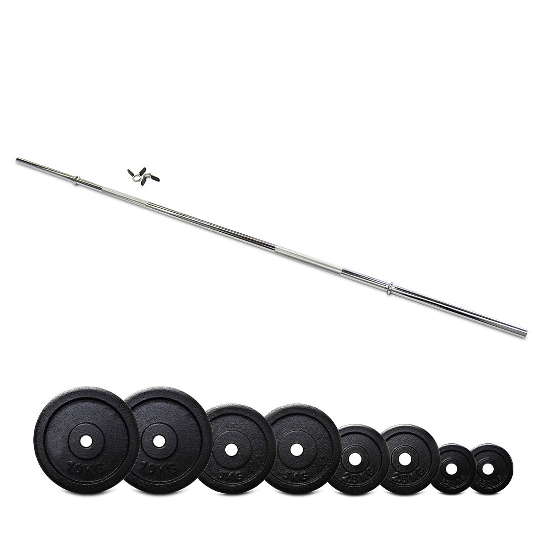 7ft Barbell + 75kg Standard Weight Plates Set - Barbell With Weights Melbourne