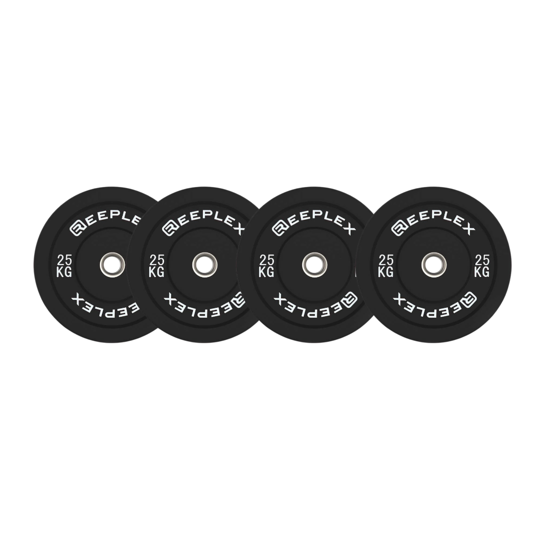 100kg Black Bumper Plates package 4x25kg