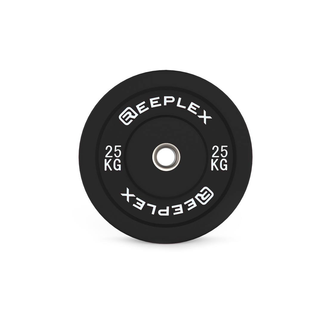 Black Bumper Plates 25kg angle