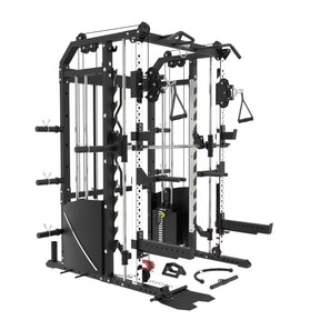 MF20 Multi-Functional Trainer with Smith Machine Squat Rack + Adjustable Bench + 120kg Olympic Barbell Set Package