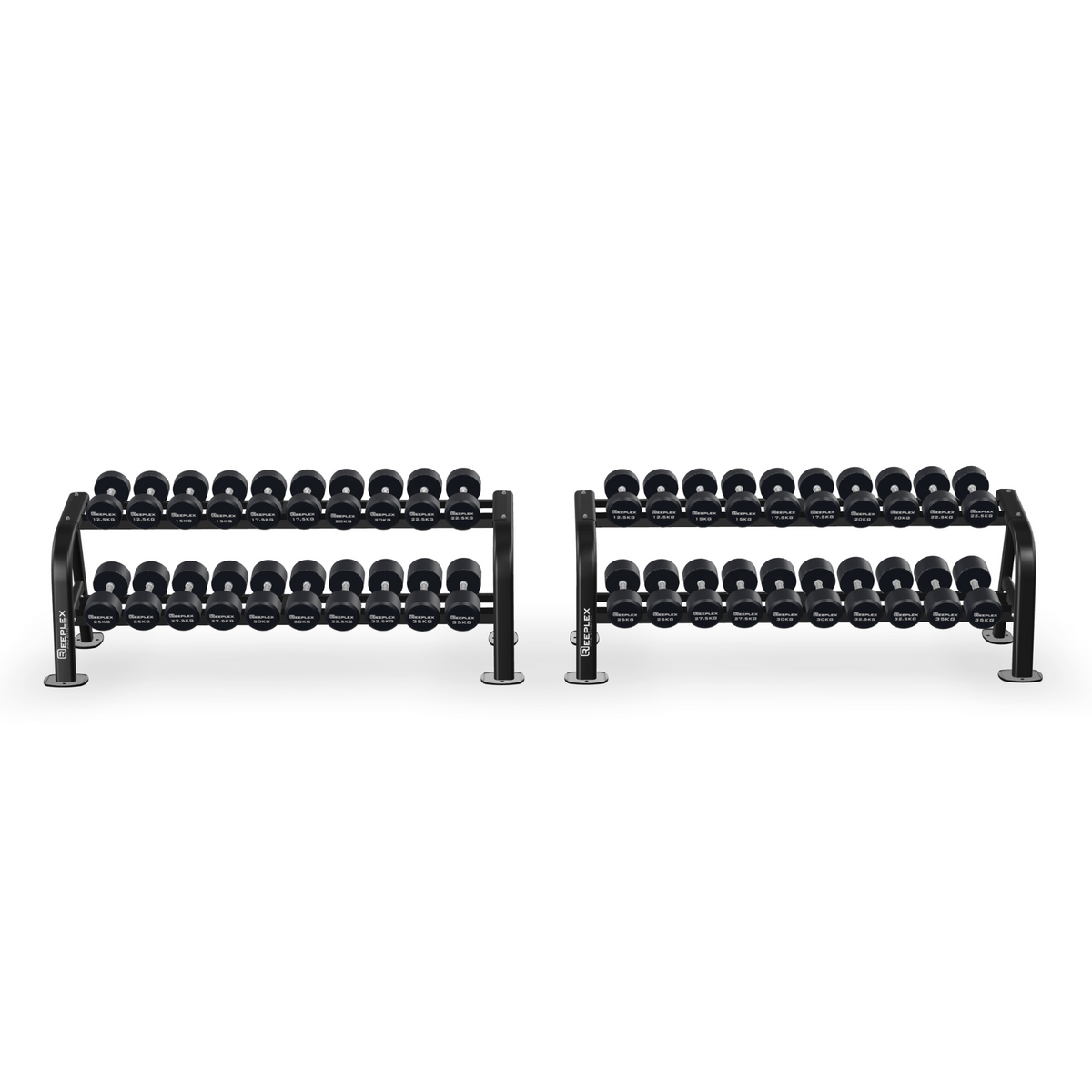 Reeplex Pro Round Dumbbell 12.5kg - 50kg Set + Rack