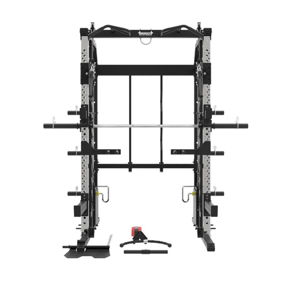 MF20 Multi-Functional Trainer with Smith Machine Squat Rack + Adjustable Bench + 120kg Olympic Barbell Set Package