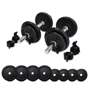 5kg - 30kg Adjustable Dumbbell Set with quick release collar locks included in the Squat Rack with Lat Pulldown + 120kg Standard Weight Set package