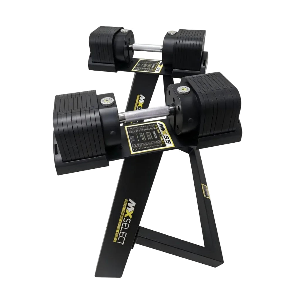 Adjustable Dumbbell Set 4.9kg - 25.3kg Pair MX100 with Stand