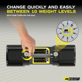 Adjustable Dumbbell Set 4.9kg - 25.3kg Pair MX100 with Stand