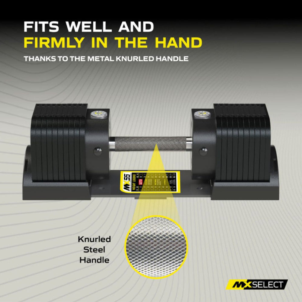 Adjustable Dumbbell Set 4.9kg - 25.3kg Pair MX100 with Stand