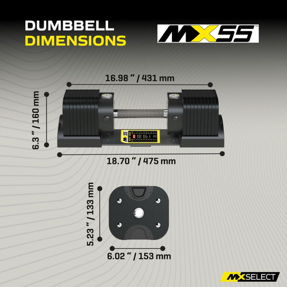 Adjustable Dumbbell Set 4.9kg - 25.3kg Pair MX100 with Stand