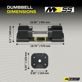 Adjustable Dumbbell Set 4.9kg - 25.3kg Pair MX100 with Stand