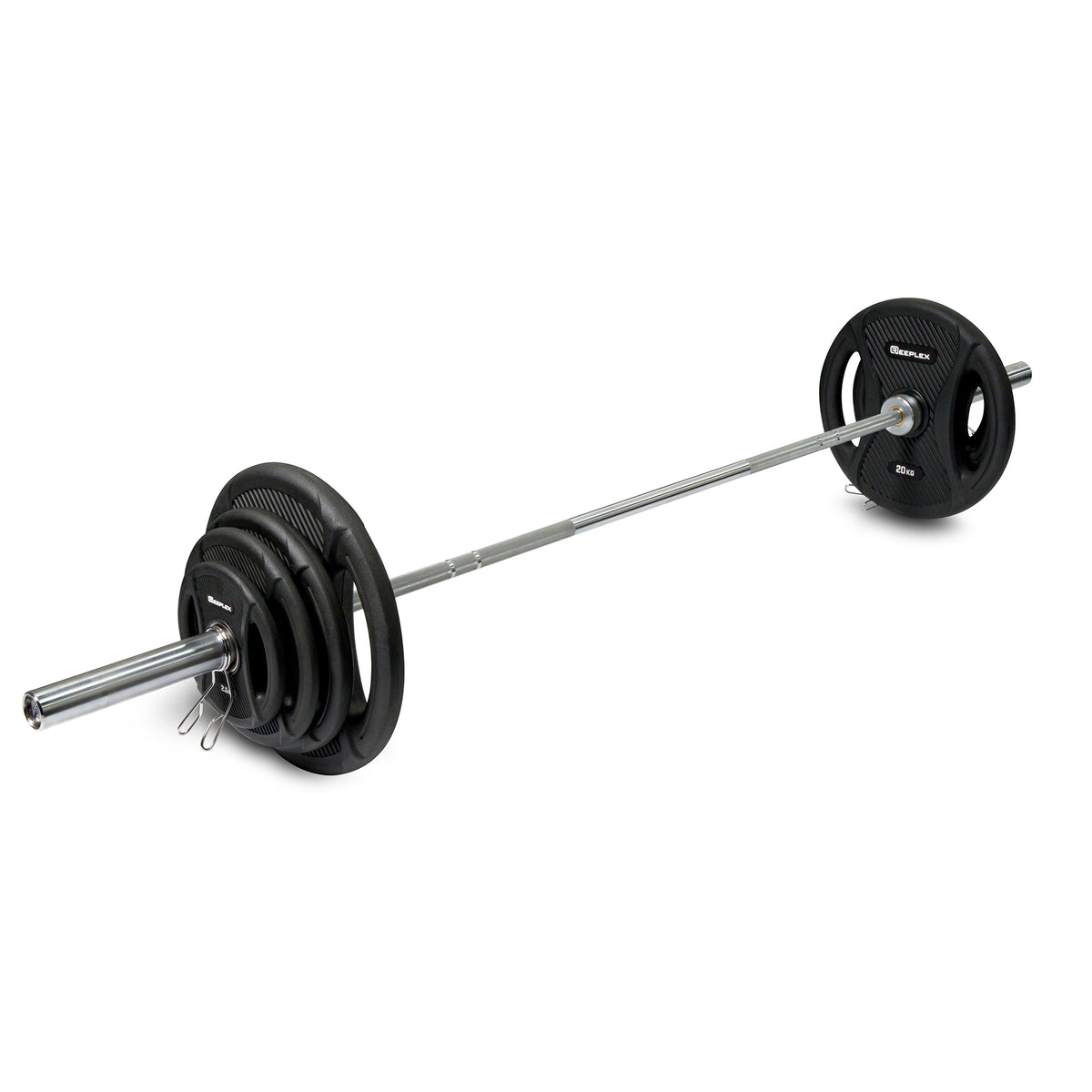 100kg Pro Olympic Barbell & Weight Set with Clips